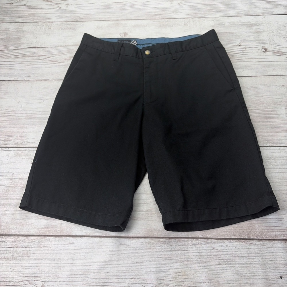 Vintage Volcom Men's 31 Black Chino Shorts Corpo Class Mid Rise Outdoor EXC